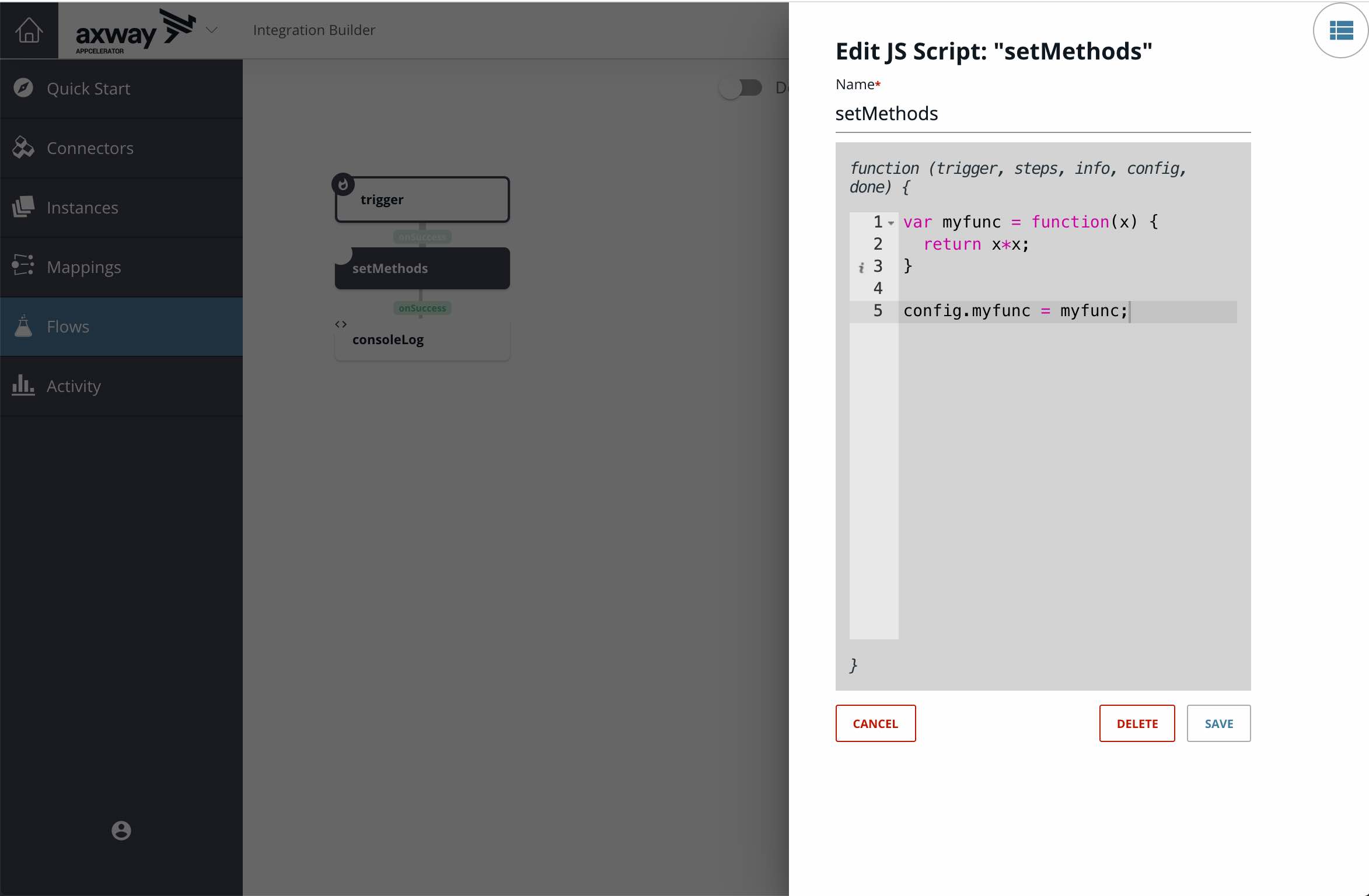 Assign methods to the config object